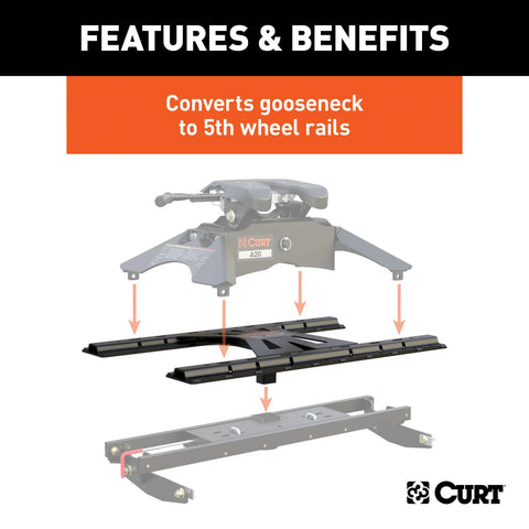 CURT 16310 - X5 Gooseneck-to-5th-Wheel Adapter Plate with Square Shank