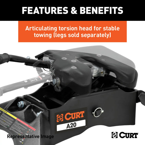 CURT 16541 A20 5th Wheel Slider Hitch for Short Bed Trucks, 20,000 lbs