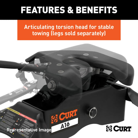 CURT 16621 A16 Sliding 5th Wheel Hitch with Rails, 16,000 lbs.