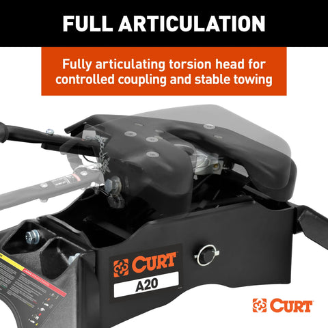 CURT 16631 A20 Sliding 5th Wheel Hitch with Rails, 20,000 lbs.