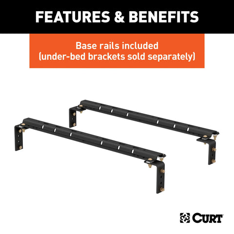 CURT 16636 Q20 Sliding 5th Wheel Hitch with Rails, 20,000 lbs.