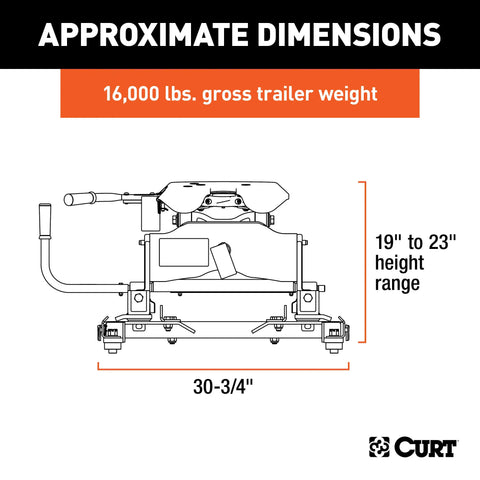 CURT 16668 A16 Sliding 5th Wheel Hitch, 16K, Select Silverado, Sierra, 6.5' Bed Puck System