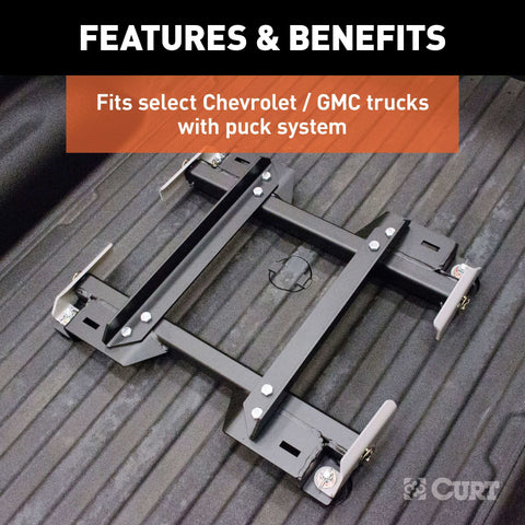 CURT 16668 A16 Sliding 5th Wheel Hitch, 16K, Select Silverado, Sierra, 6.5' Bed Puck System
