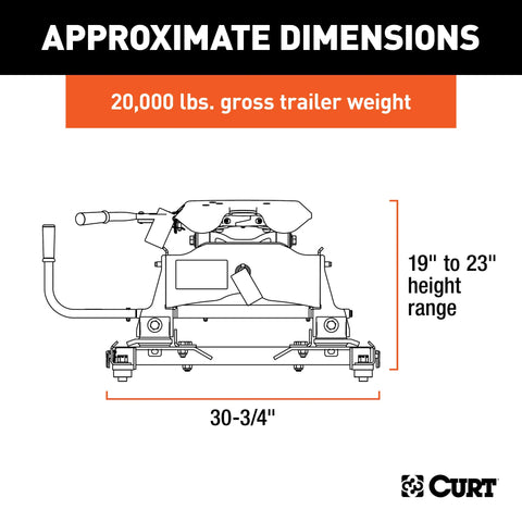 CURT 16669 A20 Sliding 5th Wheel Hitch, 20K, Select Silverado, Sierra, 6.5' Bed Puck System