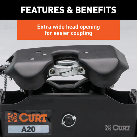 CURT 16669 A20 Sliding 5th Wheel Hitch, 20K, Select Silverado, Sierra, 6.5' Bed Puck System