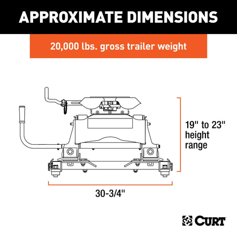 CURT 16671 Q20 Sliding 5th Wheel Hitch, 20K, Select Silverado, Sierra, 6.5' Bed New Part 16698