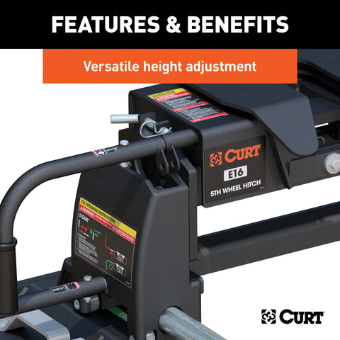 CURT 16674 E16 Sliding 5th Wheel Hitch, Select Ford F250, F350, F450, 6.75' Bed Puck System