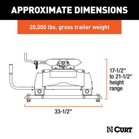 CURT 16677 Q20 Sliding 5th Wheel Hitch, Select Ford F250, F350, F450, 6.75' Bed Puck System