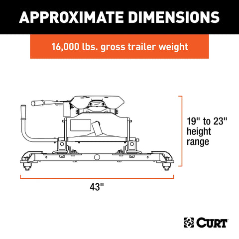 CURT 16685 A16 Sliding 5th Wheel Hitch, 16K, Select Ram 2500, 3500, 6.5' Bed Puck System