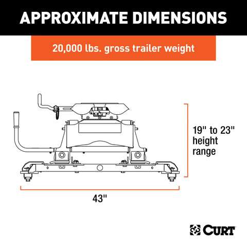 CURT 16687 Q20 Sliding 5th Wheel Hitch, 20K, Select Ram 2500, 3500, 6.5' Bed Puck System