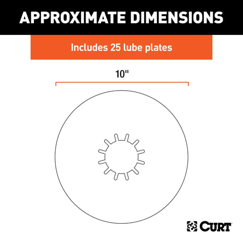 CURT 16721025 5th Wheel Hitch Lube Plates, 10-Inch Diameter, 25-Pack