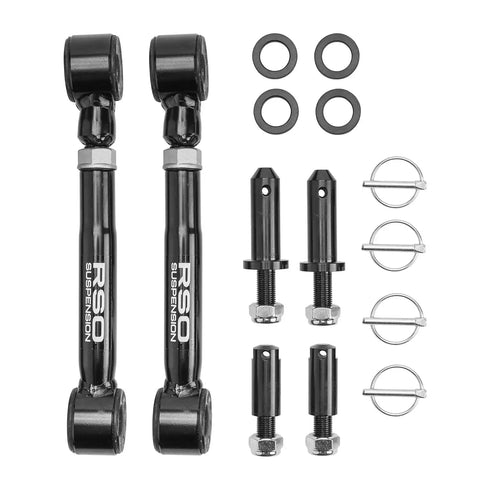 Raptor Series 170107-445600 RSO Suspension - Front Quick Disconnect Sway Bar End Links Black E-Coat Alloy Steel 2.5-6in Lift 07-18 Jeep Wrangler JK/JKU