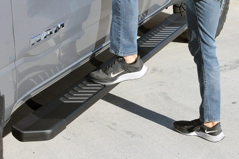 Raptor Series 1702-0602BT - 6 In OEM Style Slide Track Running Boards Black Textured Aluminum 19-24 Dodge Ram 1500 New Body Crew Cab