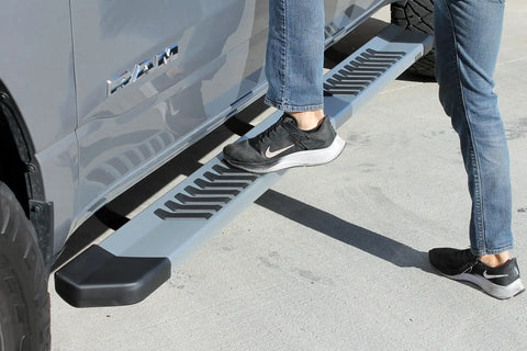 Raptor Series 1702-0602 - 6 In OEM Style Slide Track Running Boards Brushed Aluminum 19-24 Dodge Ram 1500 New Body Crew Cab
