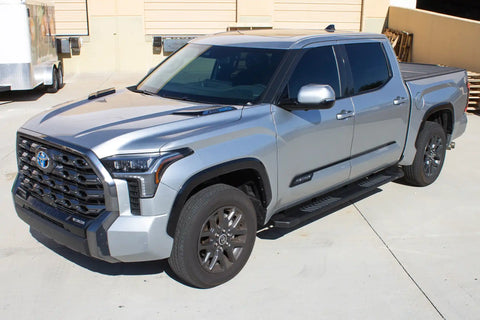 Raptor Series 1704-0142BT - 6 In OEM Style Slide Track Running Boards Black Textured Aluminum 22-25 Toyota Tundra CrewMax Cab