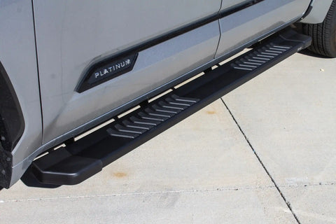 Raptor Series 1704-0142BT - 6 In OEM Style Slide Track Running Boards Black Textured Aluminum 22-25 Toyota Tundra CrewMax Cab