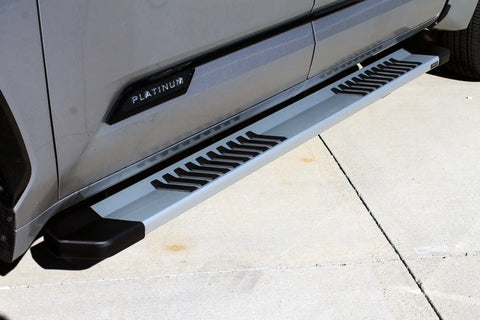 Raptor Series 1704-0142 - 6 In OEM Style Slide Track Running Boards Brushed Aluminum 22-24 Toyota Tundra CrewMax Cab