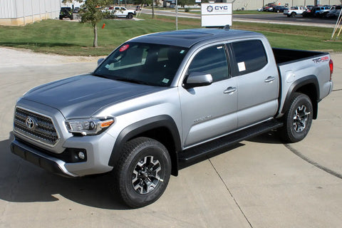 Raptor Series 1704-0378BT - 6 In OEM Style Slide Track Running Boards Black Textured Aluminum 05-23 Toyota Tacoma Double Cab