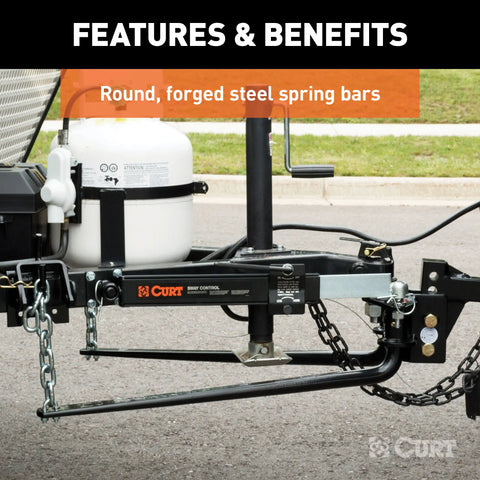 CURT 17050 Round Bar Weight Distribution Hitch with Integrated Lubrication (5-6K)