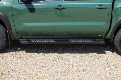 Raptor Series 1707-0589BT - 6 In OEM Style Slide Track Running Boards Black Textured Aluminum 05-24 Nissan Frontier Crew Cab