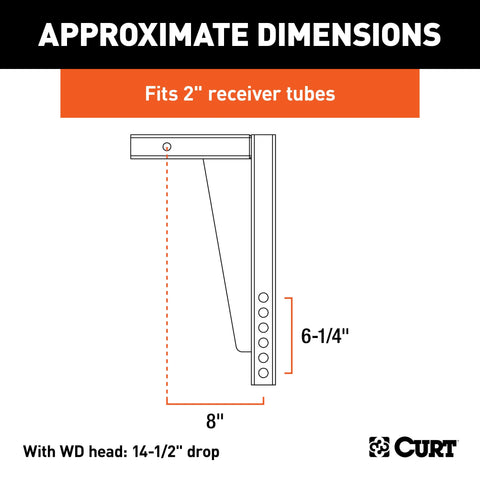 CURT 17125 Weight Distribution Shank (2 Shank, 14-1/2 Drop)
