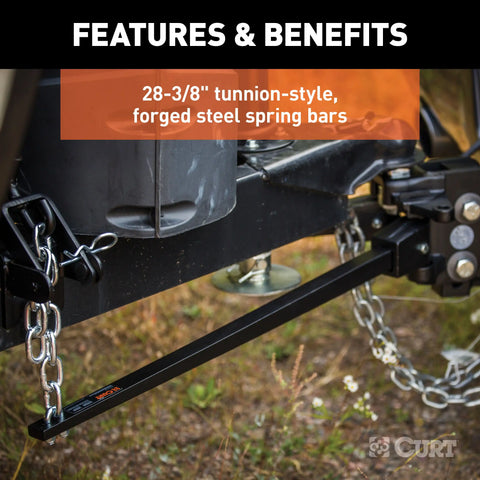 CURT 17322 Short Trunnion Bar Weight Distribution Hitch with Sway Control (8-10K, 28-3/8")