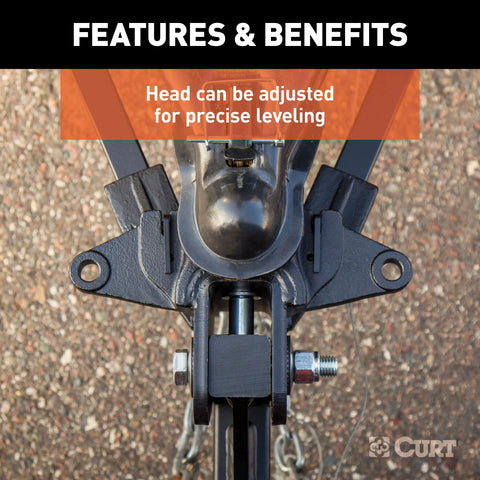 CURT 17333 Short Trunnion Bar Weight Distribution Hitch, Up to 15K, 2-Inch Shank