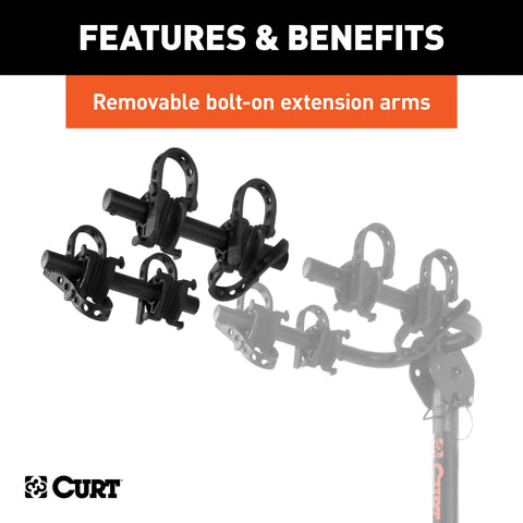 CURT 18030 Extendable Hitch-Mounted Bike Rack (2 or 4 Bikes, 1-1/4 2 Shank)