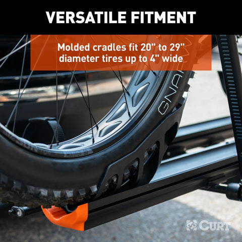 CURT 18088 Aluminum Tray-Style Hitch-Mounted Bike Rack (2 Bikes, 2 Shank)