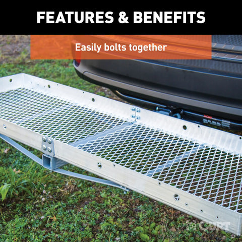 CURT 18100 60 x 20 Aluminum Tray Cargo Carrier (Folding 2 Shank, 500 lbs.)