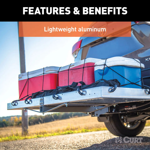 CURT 18100 60 x 20 Aluminum Tray Cargo Carrier (Folding 2 Shank, 500 lbs.)