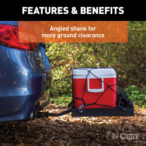 CURT 18110 48 x 20 Black Steel Tray Cargo Carrier (1-1/4", 2 Adapter, 300 lbs.)