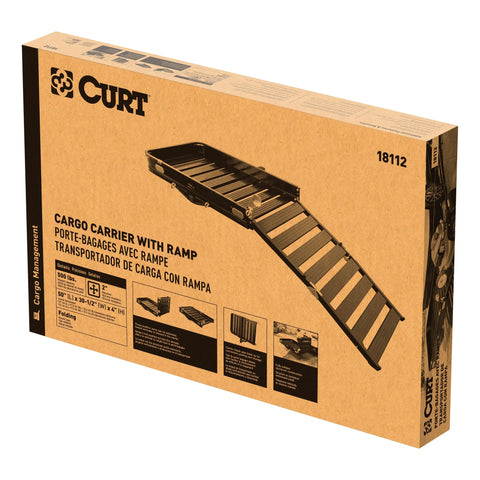 CURT 18112 50"x30" Aluminum Hitch Cargo Carrier with Ramp