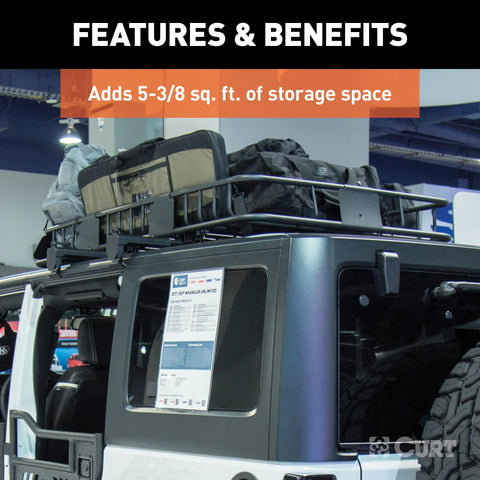 CURT 18117 21 x 37-Inch Roof Rack Extension for Rooftop Cargo Carrier 18115