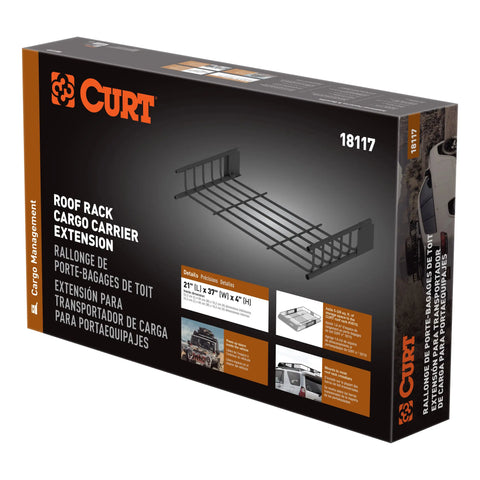 CURT 18117 21 x 37-Inch Roof Rack Extension for Rooftop Cargo Carrier 18115