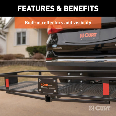 CURT 18151 60 x 20 Black Steel Basket Cargo Carrier (Folding 2 Shank, 500 lbs.)