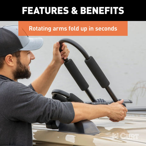CURT 18320 Fully Adjustable Aluminum Universal Kayak Roof Rack Carrier, 2-Pack