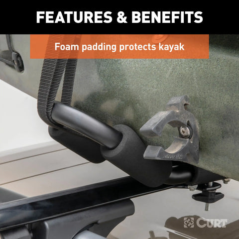 CURT 18320 Fully Adjustable Aluminum Universal Kayak Roof Rack Carrier, 2-Pack