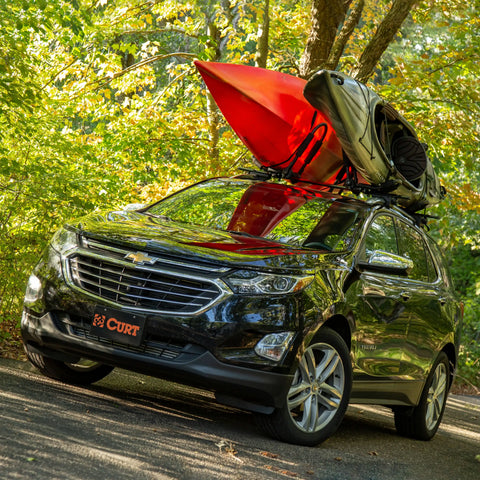 CURT 18320 Fully Adjustable Aluminum Universal Kayak Roof Rack Carrier, 2-Pack