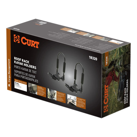 CURT 18320 Fully Adjustable Aluminum Universal Kayak Roof Rack Carrier, 2-Pack