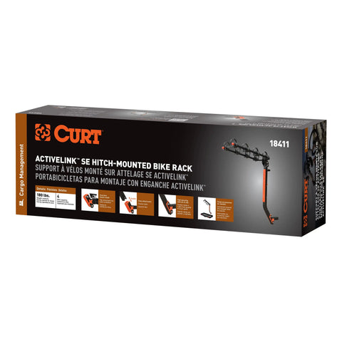 CURT 18411 ActiveLink SE Hitch-Mounted Bike Rack, 4 Bikes, 2 Shank
