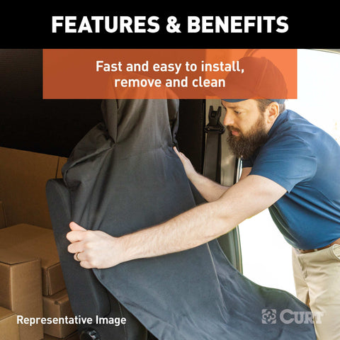 CURT 18521 Seat Defender 58 x 63 Removable Waterproof Black XL Bench Truck Cover