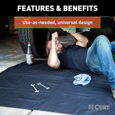 CURT 18530 - Seat Defender 60in. x Removable Waterproof Black Cargo Blanket Protector