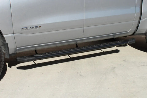 Raptor Series 1902-0084BT - 5 In Tread Step Slide Track Running Boards Black Textured Aluminum 19-24 Dodge Ram 1500 New Body Style Crew Cab