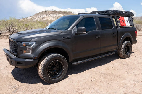 Raptor Series 1903-0366BT - 5 In Tread Step Slide Track Running Boards Black Textured Aluminum 15-23 Ford F-150 22-23 Lightning 17-23 F-250/F-350 Super Duty Crew Cab