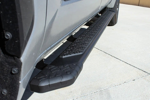 Raptor Series 1904-0142BT - 5 In Tread Step Slide Track Running Boards Black Textured Aluminum 22-24 Toyota Tundra CrewMax Cab