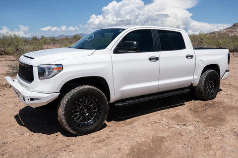 Raptor Series 1904-0143BT - 5 In Tread Step Slide Track Running Boards Black Textured Aluminum 07-21 Toyota Tundra CrewMax Cab