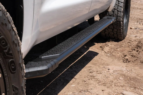 Raptor Series 1904-0143BT - 5 In Tread Step Slide Track Running Boards Black Textured Aluminum 07-21 Toyota Tundra CrewMax Cab