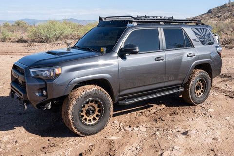 Raptor Series 1904-0144BT - 5 In Tread Step Slide Track Running Boards Black Textured Aluminum 10-23 Toyota 4Runner