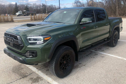 Raptor Series 1904-0378BT - 5 In Tread Step Slide Track Running Boards Black Textured Aluminum 05-23 Toyota Tacoma Double Cab